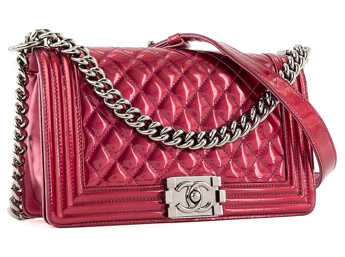 CHANEL - Borsa a tracolla Boy in pelle verniciata rosa - vista 2