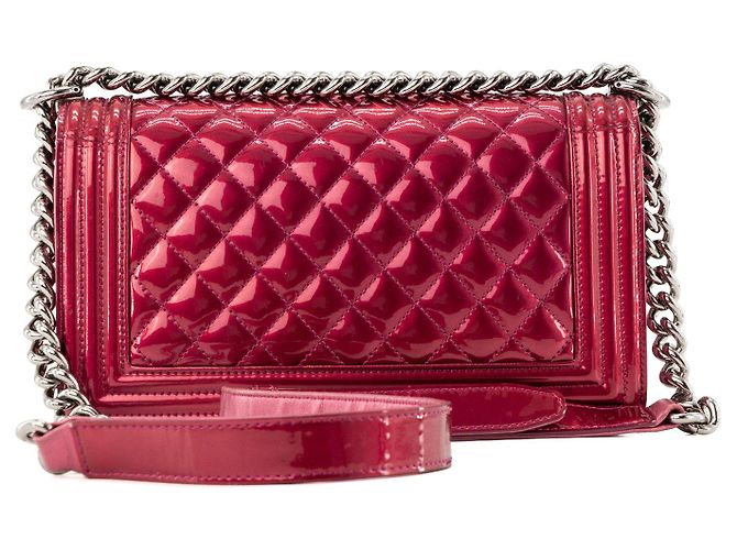 CHANEL - Borsa a tracolla Boy in pelle verniciata rosa - vista 3
