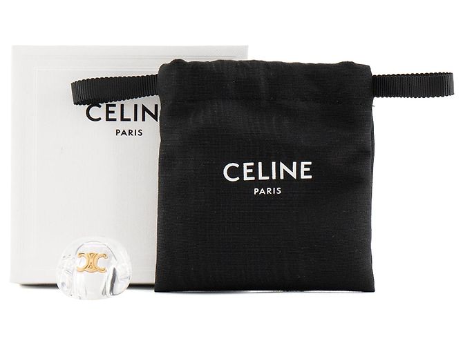 Céline CELINE - Anello Celine Triomphe in plexiglass trasparente e ottone dorato (T50) D'oro - vista 3