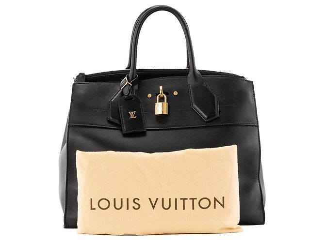 LOUIS VUITTON - Borsa a mano Louis Vuitton City Steamer MM in pelle liscia nera Nero - vista 13