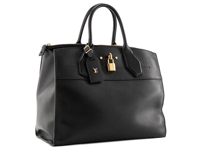 LOUIS VUITTON - Borsa a mano Louis Vuitton City Steamer MM in pelle liscia nera Nero - vista 2