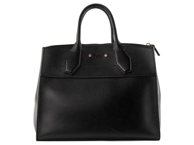 LOUIS VUITTON - Borsa a mano Louis Vuitton City Steamer MM in pelle liscia nera Nero - vista 3