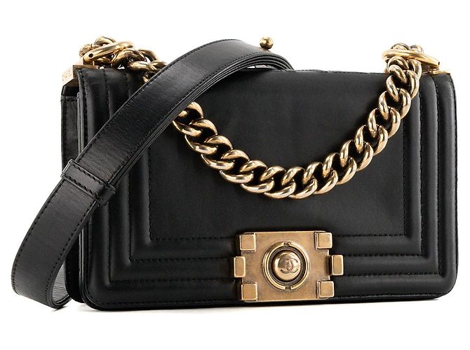 CHANEL - Borsa a tracolla Boy Mini Chanel in pelle liscia nera Nero - vista 2