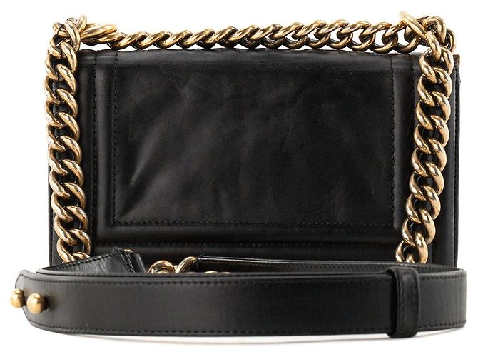 CHANEL - Borsa a tracolla Boy Mini Chanel in pelle liscia nera Nero - vista 3