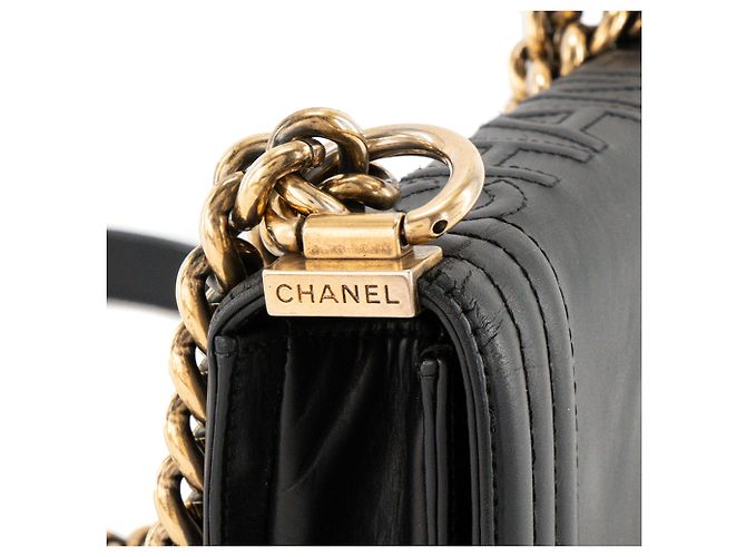 CHANEL - Borsa a tracolla Boy Mini Chanel in pelle liscia nera Nero - vista 6