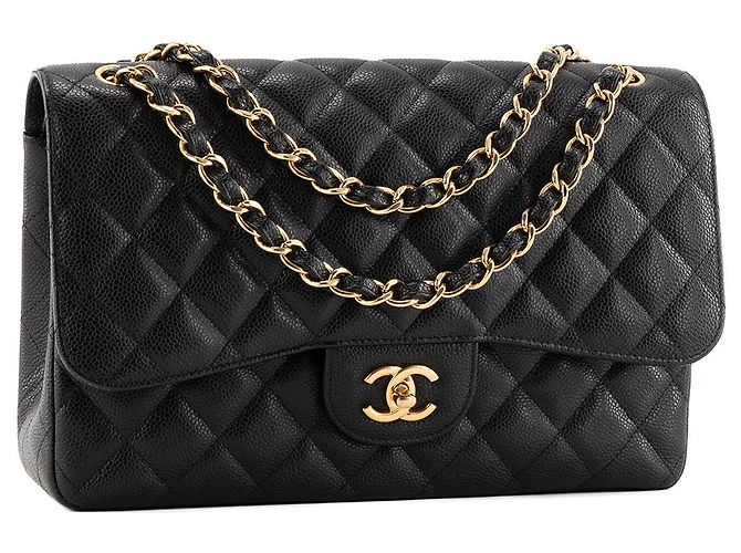 CHANEL - Borsa a tracolla Classique/Timeless Jumbo Chanel in pelle caviar nera Nero - vista 2