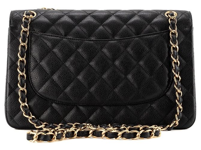 CHANEL - Borsa a tracolla Classique/Timeless Jumbo Chanel in pelle caviar nera Nero - vista 3