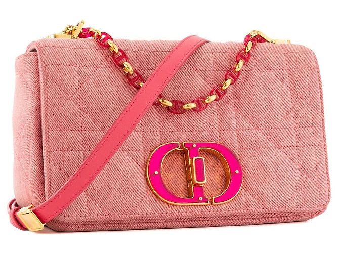 Autre Marque DIOR - Borsa a tracolla Dior Caro medium in denim rosa - vista 2