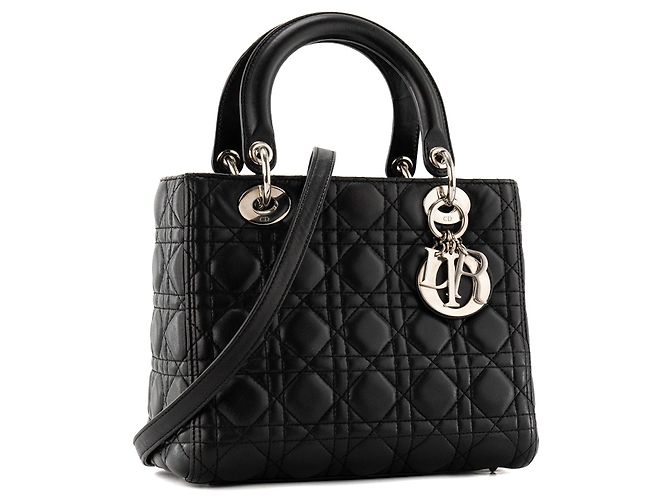 Autre Marque DIOR - borsa a mano Lady Dior medium in pelle cannage nera Nero - vista 2