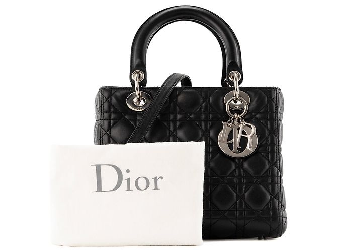 Autre Marque DIOR - borsa a mano Lady Dior medium in pelle cannage nera Nero - vista 8