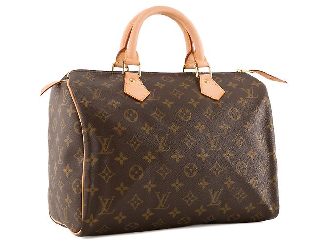 LOUIS VUITTON - Borsa a mano Louis Vuitton Speedy 30 in tela monogram coated e pelle marrone - vista 2