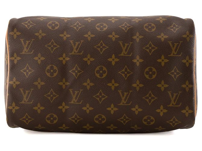 LOUIS VUITTON - Borsa a mano Louis Vuitton Speedy 30 in tela monogram coated e pelle marrone - vista 4