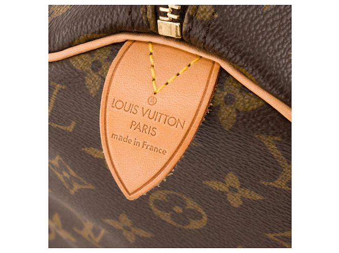 LOUIS VUITTON - Borsa a mano Louis Vuitton Speedy 30 in tela monogram coated e pelle marrone - vista 5