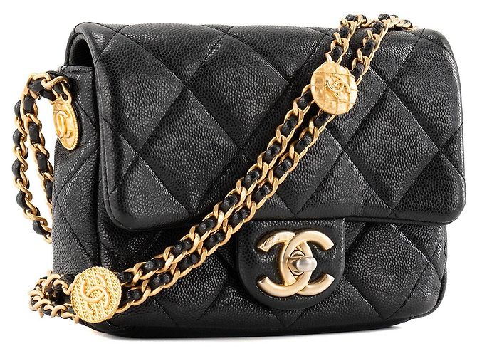 CHANEL - Borsa a tracolla Classic/Timeless mini Chanel in pelle caviar nera Nero - vista 2