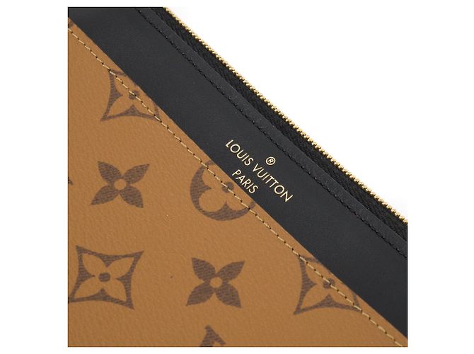 LOUIS VUITTON - Monedero Slim Louis Vuitton en toile enduite monogrammée reverse Castaño - vista 4
