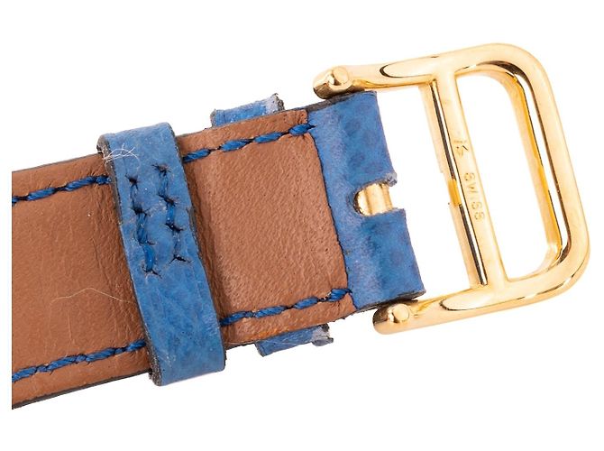 HERMÈS - Relógio Médor PM Hermès em couro grão azul e banhado a ouro - vista 6