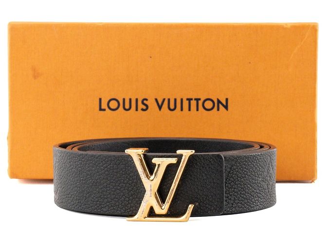 LOUIS VUITTON - Louis Vuitton Wendelgürtel aus Empreinte-Leder und glattem schwarzem Leder (T85) - Ansicht 5
