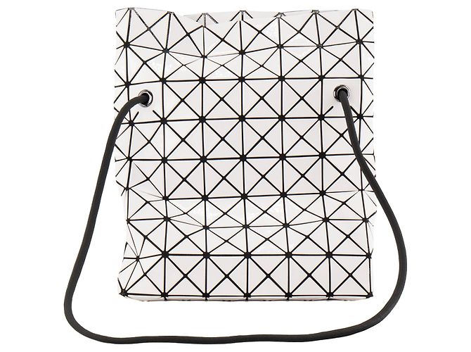 ISSEY MIYAKE - Borsa a tracolla BaoBao Issey Miyake in plastica bianca e tela nera Bianco - vista 3