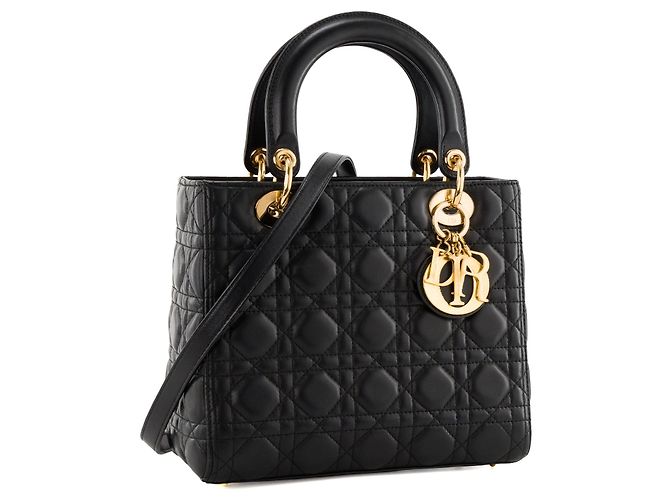 Autre Marque DIOR - borsa a mano Lady Dior medium in pelle cannage nera Nero - vista 2