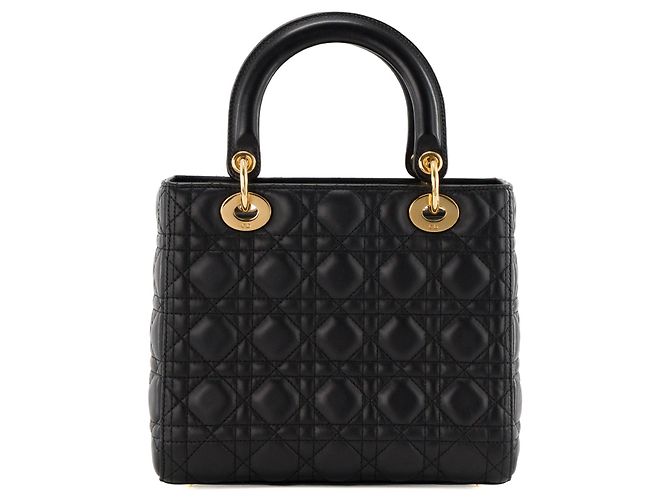 Autre Marque DIOR - borsa a mano Lady Dior medium in pelle cannage nera Nero - vista 3