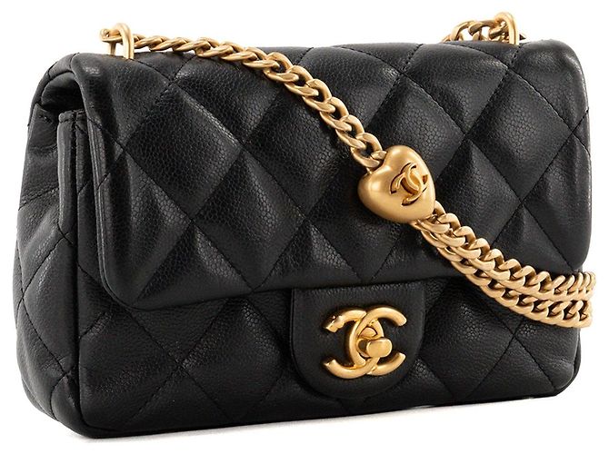 CHANEL - Borsa a tracolla Classique/Timeless Heart Crush in pelle martellata nera Nero - vista 2