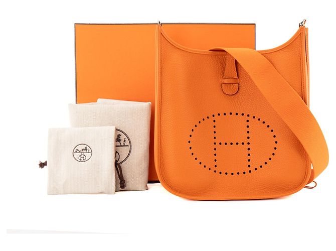 HERMÈS - Borsa a tracolla Evelyne 29 Hermès in pelle clémence orange H Arancione - vista 9