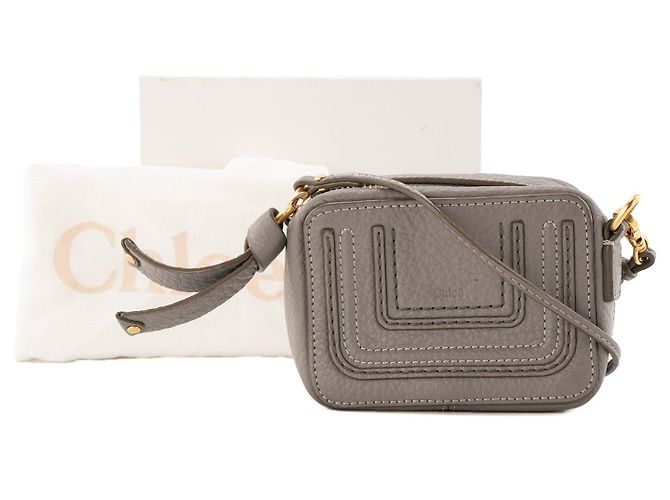 CHLOÉ - Marcie mini Chloé Schultertasche aus grauem Narbenleder - Ansicht 8