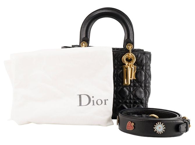Autre Marque DIOR - Borsa a tracolla Lady Dior small Dior in pelle stropicciata nera Nero - vista 11