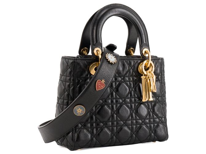 Autre Marque DIOR - Borsa a tracolla Lady Dior small Dior in pelle stropicciata nera Nero - vista 2