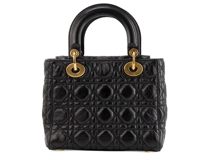 Autre Marque DIOR - Borsa a tracolla Lady Dior small Dior in pelle stropicciata nera Nero - vista 3