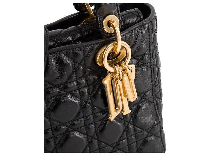 Autre Marque DIOR - Borsa a tracolla Lady Dior small Dior in pelle stropicciata nera Nero - vista 5