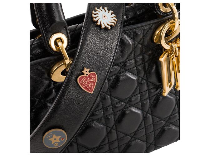 Autre Marque DIOR - Borsa a tracolla Lady Dior small Dior in pelle stropicciata nera Nero - vista 6