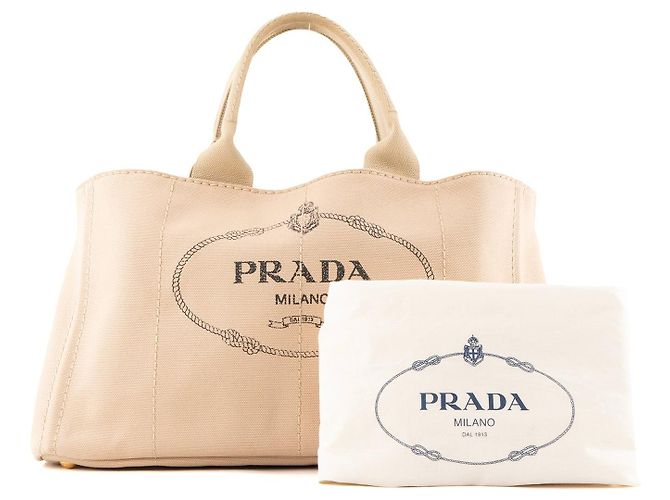 PRADA - Borsa Tote Prada in Canapa Large in tela beige - vista 10