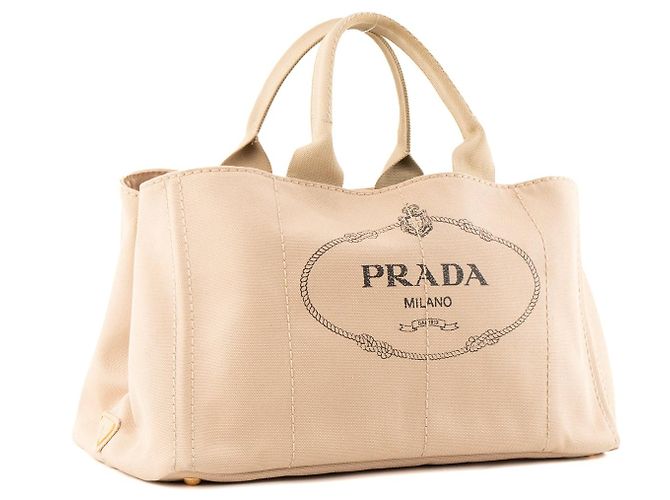 PRADA - Borsa Tote Prada in Canapa Large in tela beige - vista 2