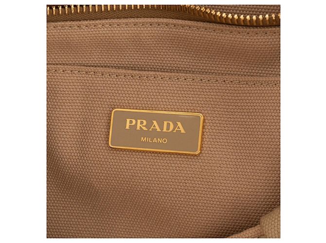 PRADA - Borsa Tote Prada in Canapa Large in tela beige - vista 6