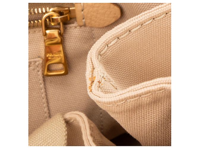 PRADA - Borsa Tote Prada in Canapa Large in tela beige - vista 7