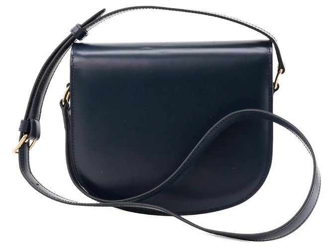 Céline CELINE - Bolsa de ombro Clea Triomphe Celine em couro liso azul marinho - vista 3