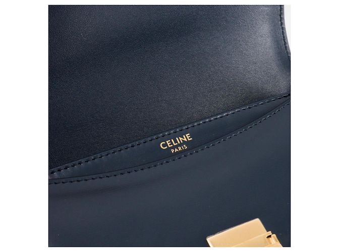 Céline CELINE - Bolsa de ombro Clea Triomphe Celine em couro liso azul marinho - vista 7
