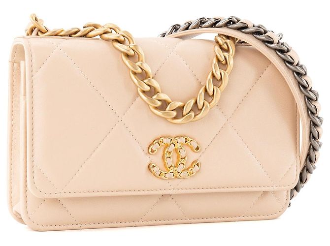 CHANEL - Borsa a tracolla Wallet On Chain 19 in pelle liscia beige - vista 2