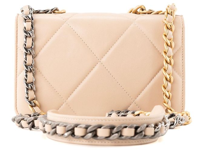 CHANEL - Borsa a tracolla Wallet On Chain 19 in pelle liscia beige - vista 3