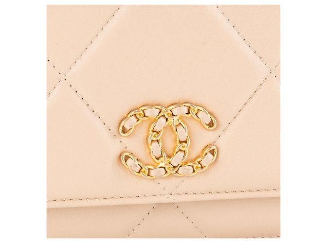 CHANEL - Borsa a tracolla Wallet On Chain 19 in pelle liscia beige - vista 4