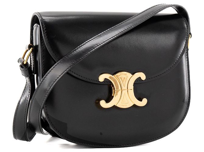 Céline CELINE - Borsa a tracolla Clea Triomphe Celine in pelle liscia nera Nero - vista 2