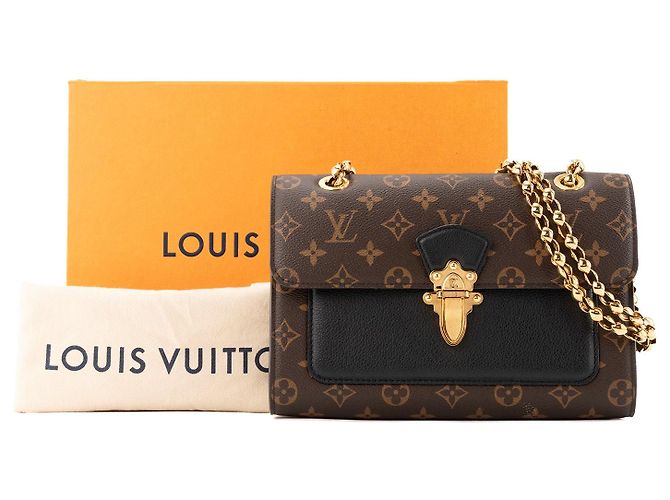 LOUIS VUITTON - Borsa a tracolla Victoire Louis Vuitton in tela monogram coated e pelle grana nera Marrone - vista 10