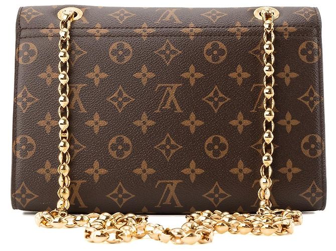 LOUIS VUITTON - Borsa a tracolla Victoire Louis Vuitton in tela monogram coated e pelle grana nera Marrone - vista 3