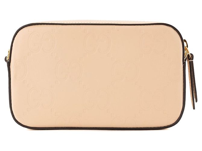 GUCCI - Borsa a tracolla Gilbert Gucci in pelle goffrata beige - vista 3