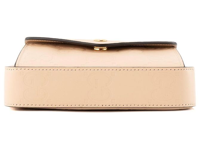 GUCCI - Borsa a tracolla Gilbert Gucci in pelle goffrata beige - vista 4