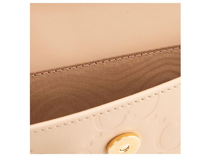 GUCCI - Borsa a tracolla Gilbert Gucci in pelle goffrata beige - vista 5