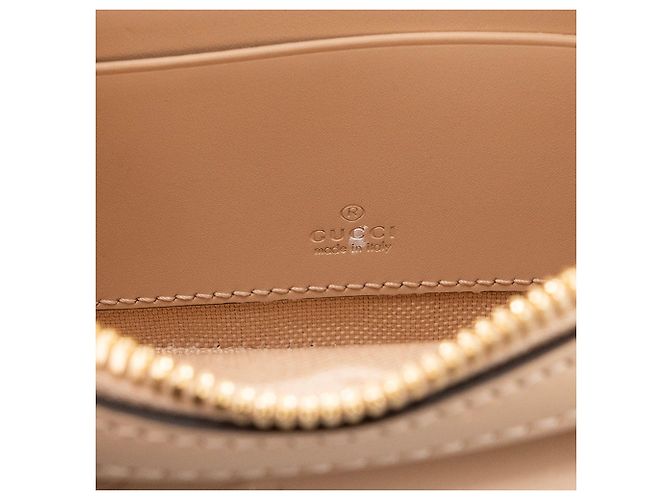 GUCCI - Borsa a tracolla Gilbert Gucci in pelle goffrata beige - vista 6