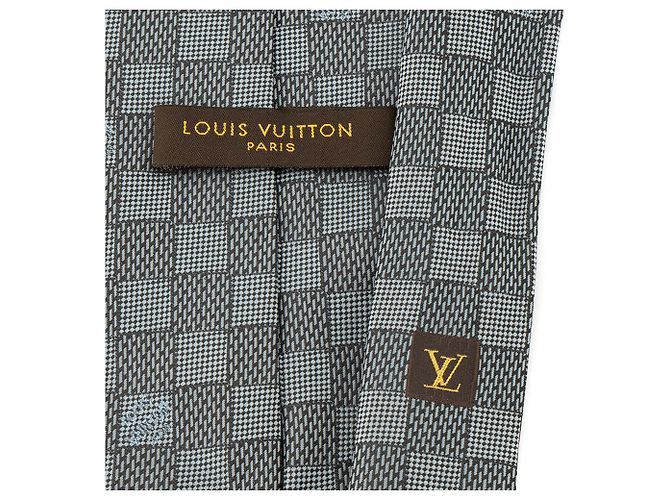 LOUIS VUITTON - Cravatta in seta Louis Vuitton con motivo damier blu e marrone Grigio - vista 2