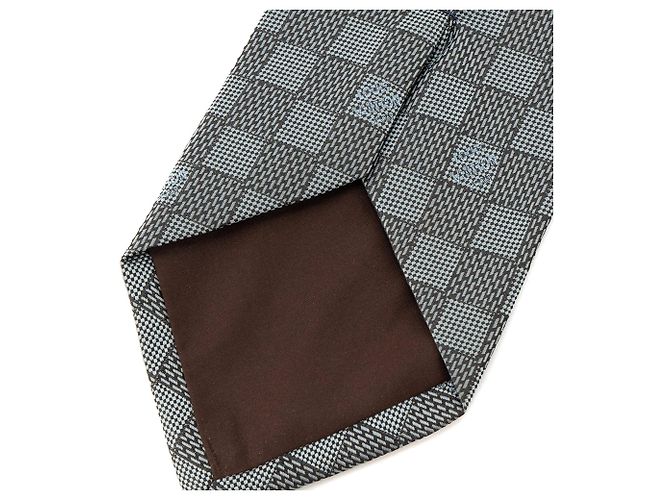 LOUIS VUITTON - Cravatta in seta Louis Vuitton con motivo damier blu e marrone Grigio - vista 3